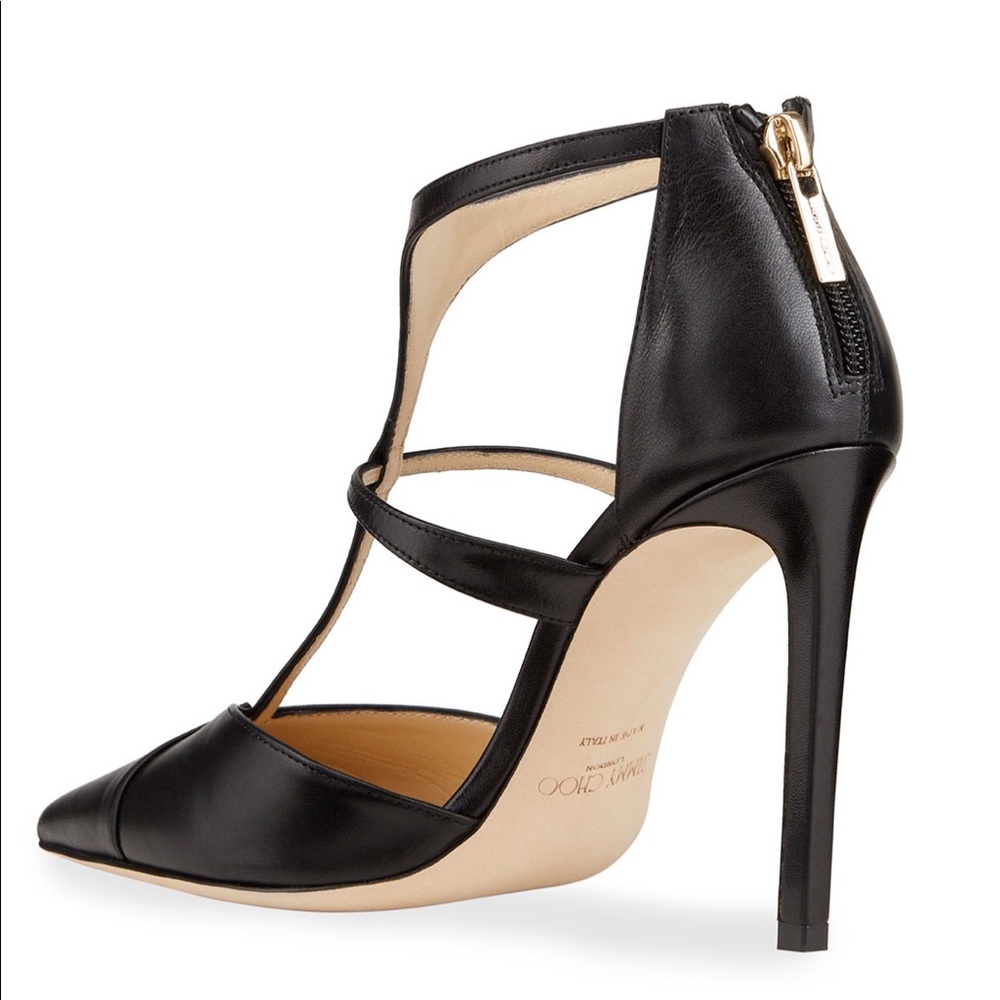 🌻HP🌻 Jimmy Choo 100mm Saoni T-Strap Zip Pump Black 9.5 - Picture 5 of 16
